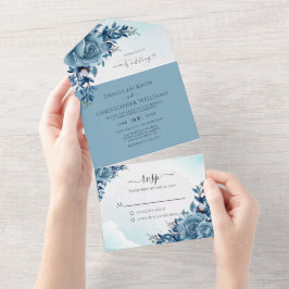 Elegant Blommigt Dusty Blue Bröllop