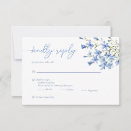 Elegant Blommigt Dusty Blue Bröllop OSA Kort