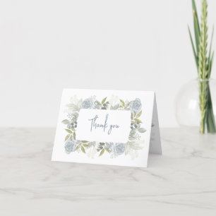 Elegant Blommigt Dusty Blue Classic Ro Greenery Tack Kort