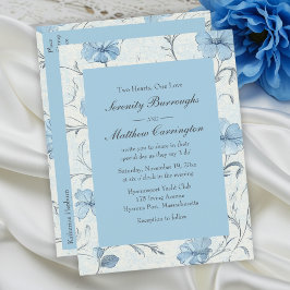 Elegant Blommigt Dusty Blue Land Garden Wedding We Inbjudan Vykort