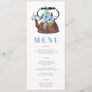 Elegant Blommigt Dusty Blue Möhippa Tea Party Meny