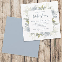 Elegant Blommigt Dusty Blue Ro Möhippa Inbjudningar