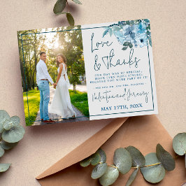 Elegant Blommigt Dusty Blue Teal Tack Kort