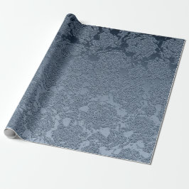 Elegant Blommigt Dusty Blue White Mönster Presentpapper