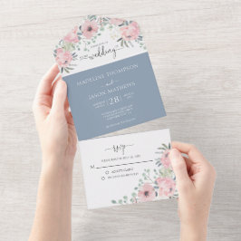 Elegant Blommigt Dusty Rosa Watercolor Bröllop