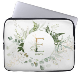 ELEGANT BLOMMIGT E GRÖNT LAPTOP SLEEVE