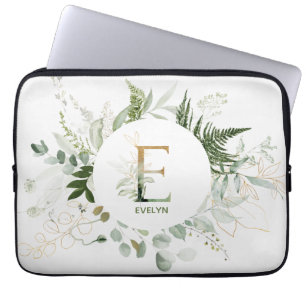 ELEGANT BLOMMIGT E GRÖNT LAPTOP SLEEVE