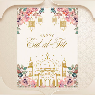 Elegant Blommigt Eid al-Fitr Hälsning Vykort