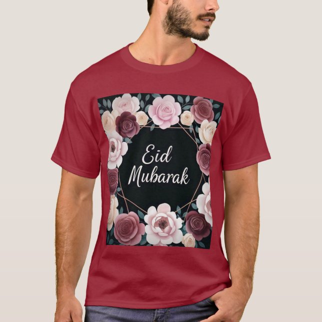 Elegant Blommigt Eid Mubarak Manar Tshirt T Shirt (Framsida)