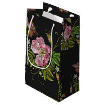 Elegant Blommigt Embroidery Mönster Black Backgrou