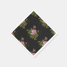 Elegant Blommigt Embroidery Mönster Black Backgrou Pappersservett