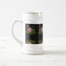 Elegant Blommigt Embroidery Mönster Black Backgrou