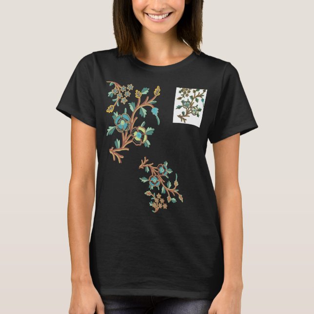 Elegant Blommigt Embroidery Motifs T-Shirt (Framsida)