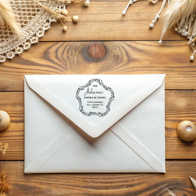 Elegant Blommigt Enkel Bröllop Returadress Stämpel (Skapare uppladdad)