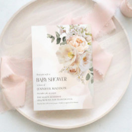 Elegant Blommigt Eucalyptus Baby Shower Inbjudningar