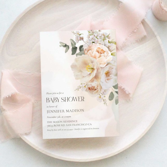 Elegant Blommigt Eucalyptus Baby Shower Inbjudningar (Skapare uppladdad)