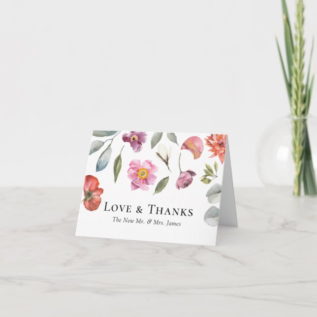 Elegant Blommigt Eucalyptus Bröllop Tack Kort (Framsida)