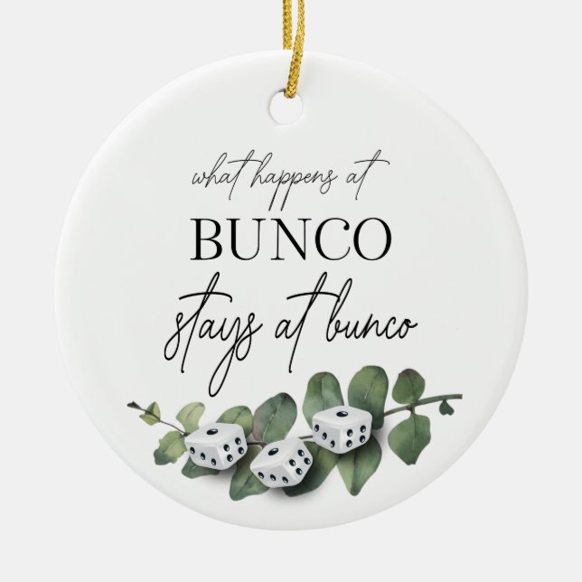 Elegant Blommigt Eucalyptus Dice Bunco Julgransprydnad Keramik (Framsidan)