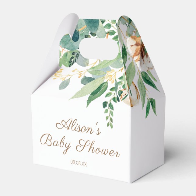 Elegant Blommigt Eucalyptus Greenery Baby Shower Presentaskar (Framsidan Sidan)