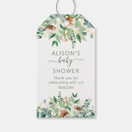 Elegant Blommigt Eucalyptus Greenery Baby Shower Presentetikett