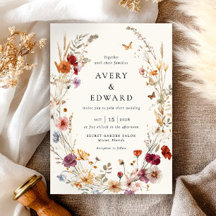 Elegant Blommigt Fall Wedding Boho Inbjudningar