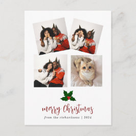 Elegant Blommigt-familjens fotokollage Helg Vykort