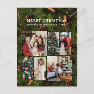 Elegant Blommigt-familjens fotokollage Helg Vykort