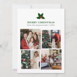 Elegant Blommigt-familjens fotokollage Julkort