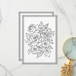 Elegant Blommigt Färg ditt eget hälsningskort Tack Kort