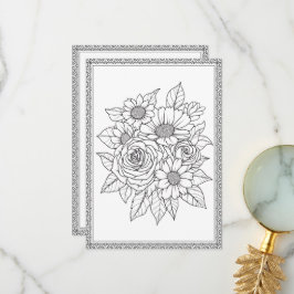 Elegant Blommigt Färg ditt eget hälsningskort Tack Kort