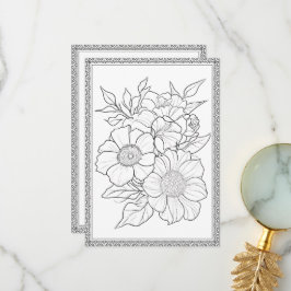 Elegant Blommigt Färg ditt eget hälsningskort Tack Kort