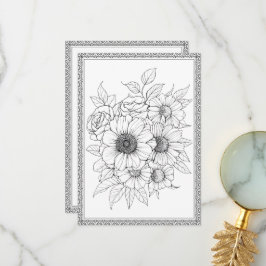 Elegant Blommigt Färg ditt eget hälsningskort Tack Kort