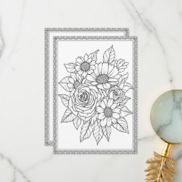 Elegant Blommigt Färg ditt eget hälsningskort Tack Kort