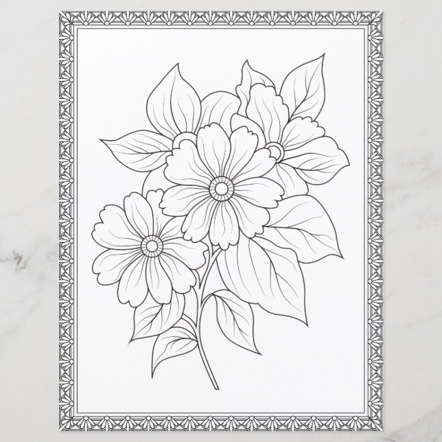 Elegant Blommigt Färgning av sidklippbok Papper (Framsida)