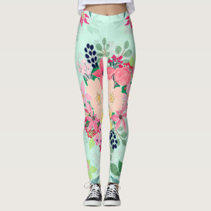 Elegant Blommigt, färgsfärg Mått för grått m Leggings