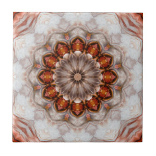 Elegant Blommigt Feather Ro Guld Geometric Tile Kakelplatta