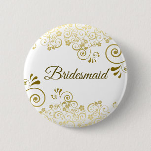 Elegant Blommigt Filigree Guld Bridesmaid Bröllop Knapp