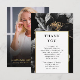 Elegant Blommigt Firande i livets begravningsfoto Tack Kort