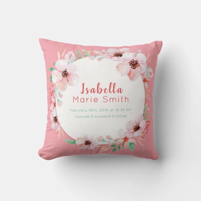 Elegant Blommigt Flickor Nursery Pillow Kudde (Framsida)