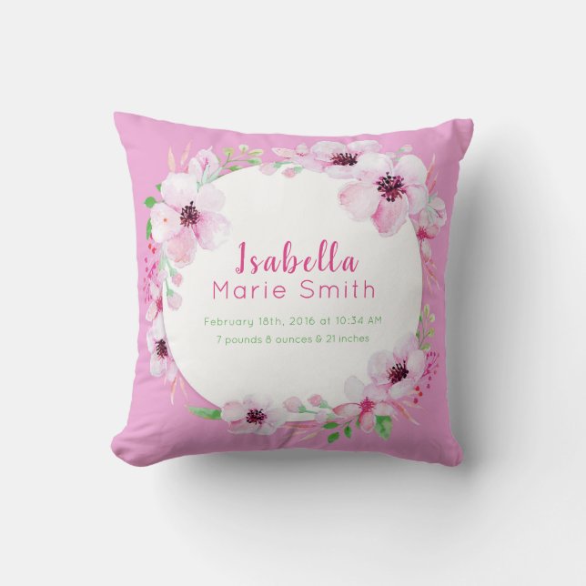 Elegant Blommigt Flickor Nursery Pillow Kudde (Framsida)