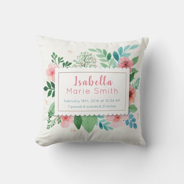 Elegant Blommigt Flickor Nursery Pillow Kudde (Framsida)