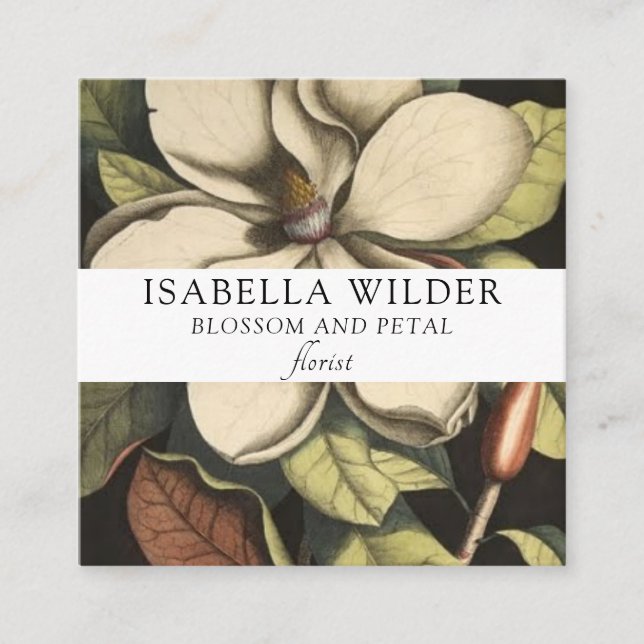 Elegant Blommigt Florist Fyrkantigt Visitkort (Framsida)