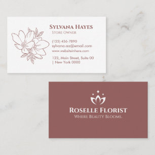 Elegant Blommigt Florist Mjuk Rosa Vit, ren, fetst Visitkort