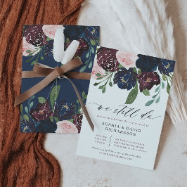Elegant Blommigt flottan och plommon | Vow Renewal Inbjudningar
