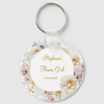 Elegant Blommigt Flower Girl Bröllop Gift Keychain
