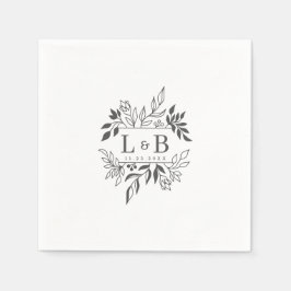 Elegant Blommigt: Foliage par monogram Bröllop Pappersservett