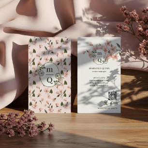 Elegant Blommigt för botaniska monogram Logotyp v Visitkort