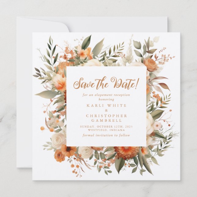 Elegant Blommigt för höstmottagning Spara datum Datumet (Framsida)