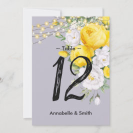 Elegant Blommigt för ljus Gult-bordsnummer för Rus Inbjudningar
