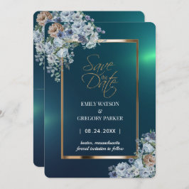 Elegant Blommigt för minimalistisk Grönt Guld Spar Spara Datumet